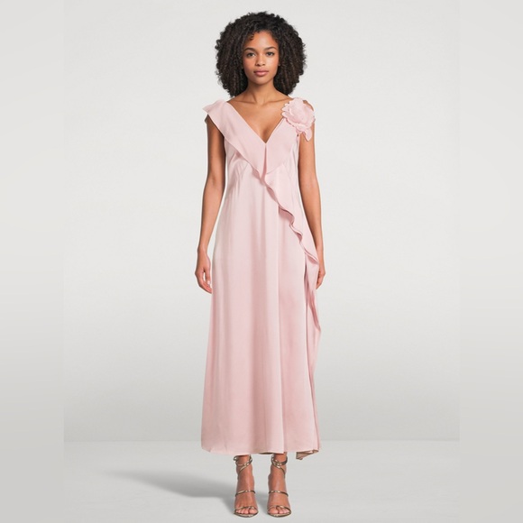 NWT-ERDEM Rose One Shoulder Dress 100 % silk value of 3700$ plus taxes - Picture 6 of 17